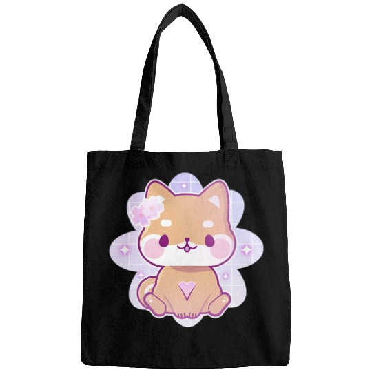 Dog Shiba Inu Kawaii Shiba Inu Pastel Goth Sakura Flower Bags