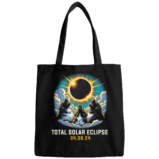 Newfoundland Dog Howling At Solar Eclipse Bags