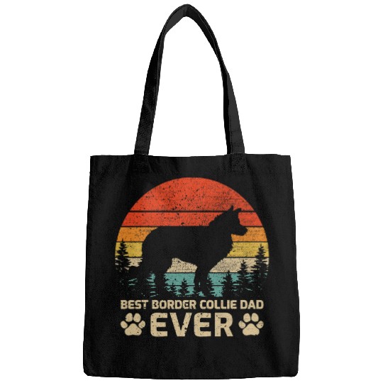 Mens Retro vintages bests Border Collie Dad Ever Fathers Day Bags