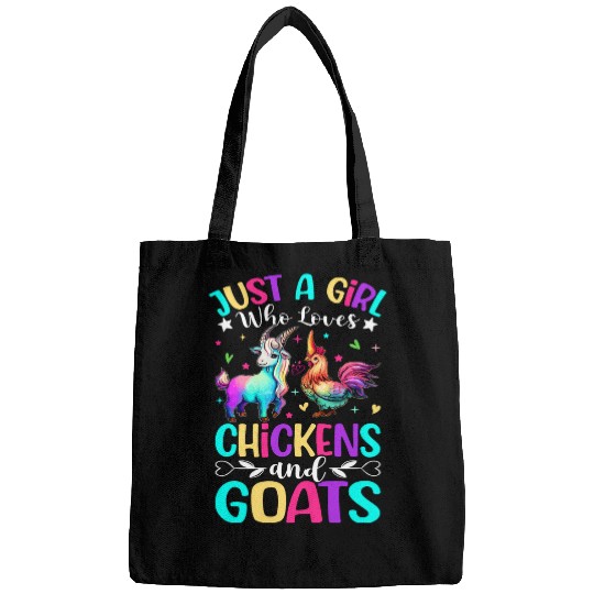 Just Girl Who Loves Chickens And Goats Female Farmer Animals Bags