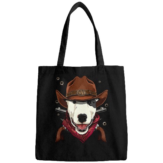 Western Cowboy Bull Terrier Country Music Rodeo Howdy Dog Bags