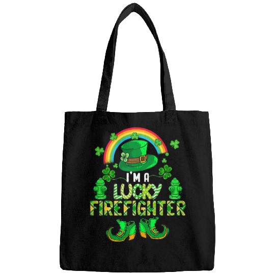 Im A Lucky Firefighter St  Patricks Day Firefighter Symbol Bags