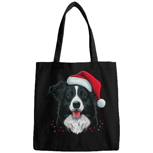 xmass Border Collie Santa on Christmas Border Collie Bags