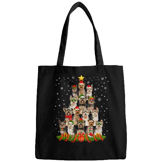 Yorkshire Terrier Dog Christmas Tree Santa Hat xmass Pajama Bags