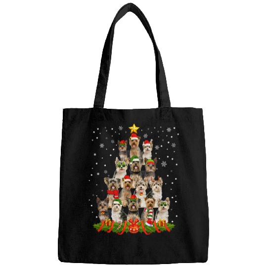 Yorkshire Terrier Dog Christmas Tree Santa Hat xmass Pajama Bags