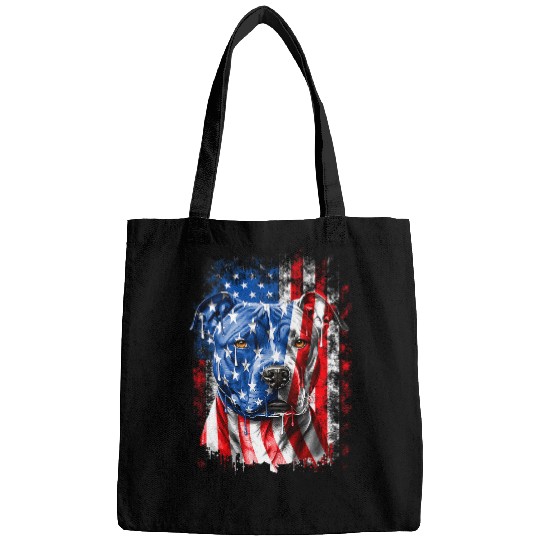 Retro Pitbull Dog American Flag Indepedence Day July 4th Bags