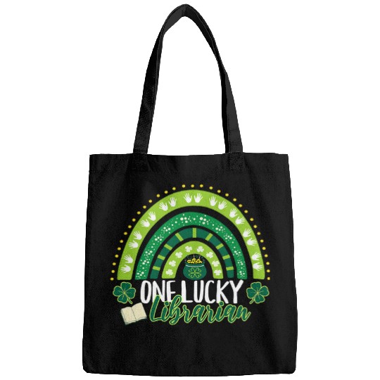 One Lucky Librarian Rainbow St  Patricks Day Librarian Bags