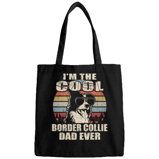 Mens Im The Cool Border Collie Dad Ever vintages Retro Dog Dad Bags