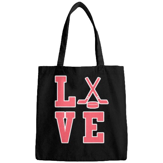 Love Ice Hockey Player Coachs Sports Lover Graphic Bags