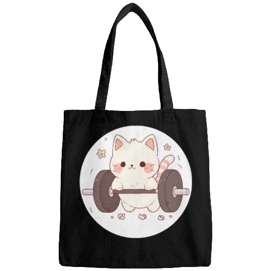 Kawaii Chibi Cat Barbell Fitness Gym Buddy Bags