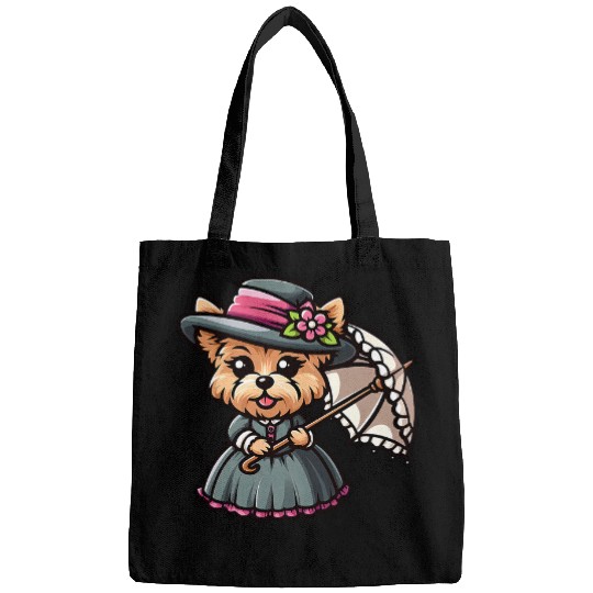 Yorkshire Terrier English Lady Funny Dog Victorian Bags