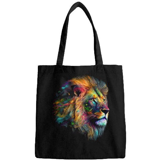 Lion Colourful Animal Print Art Animal Lover Lion 2 Bags