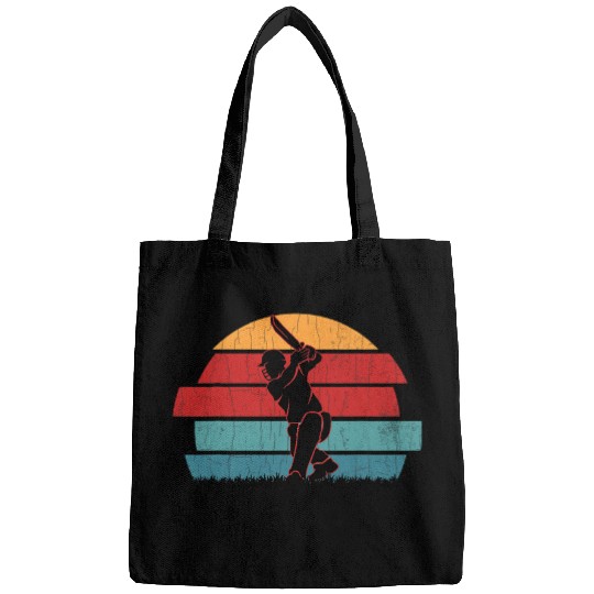 Retro Cricket Player Funny Coachs Sports Lover Graphic Bags