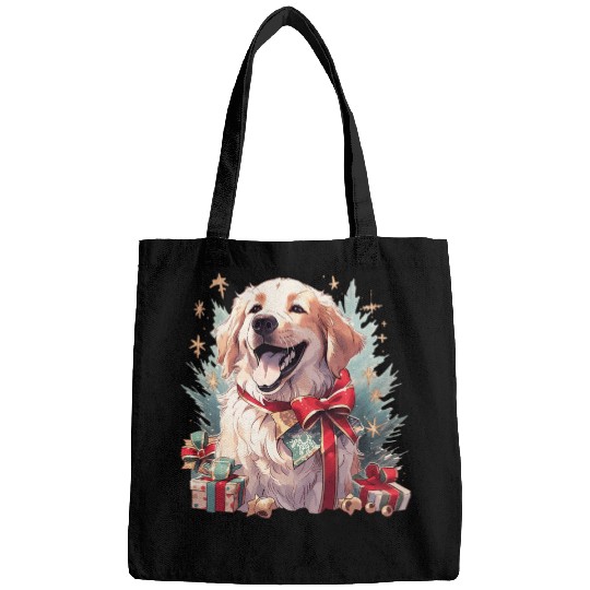 Merry Christmas Golden Retriever Dog Bags
