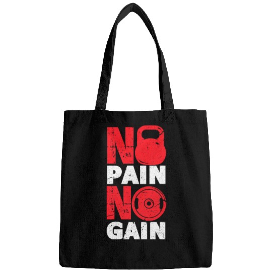 No Pain No Gain Gym Fitness Motivational Distressed Bags