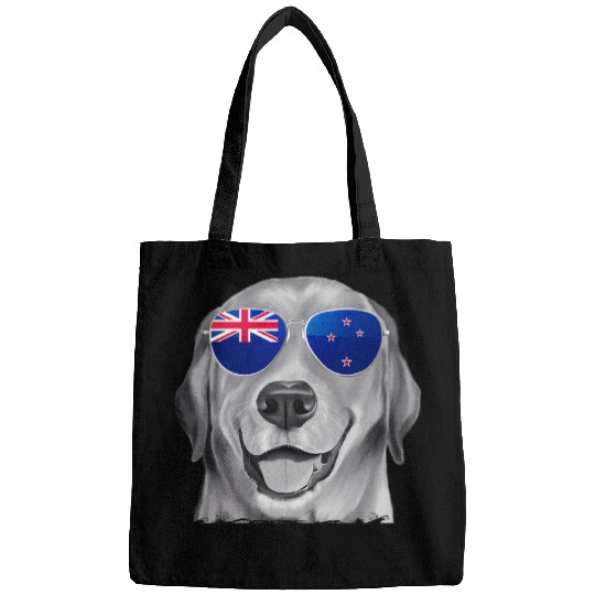 Yellow Labrador Retriever Dog New Zealand Flag Sunglasses Bags