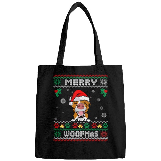 Merry Woofmas Border Collie Dog Ugly Christmas Sweater xmass 1 Bags