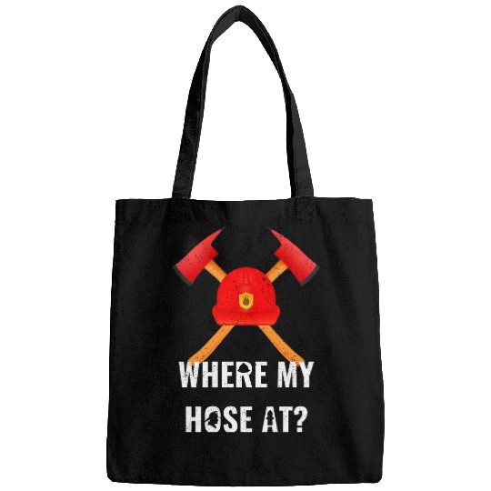 vintages Christmas Funny Firefighter Where my Hos at Hose at Bags