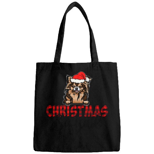 Red Chihuahua buffalo plaids Dog Santa Hat Chritmas Squad Bags