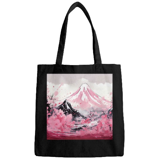 Zen Flow Sakura Ballet in Nihons Mountain Glow and Serenit Bags