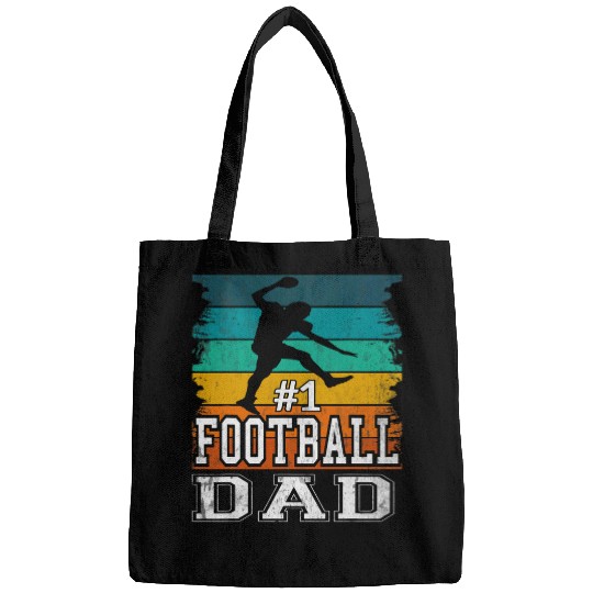 Mens 1 Football Dad T for Fathers Day Football Coachs Daddy Bags