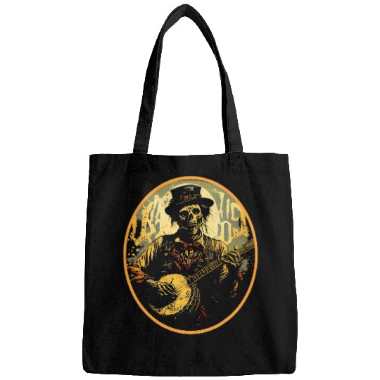 Zombie Banjo Horror Digital Art Bluegrass Deads Fan Bags
