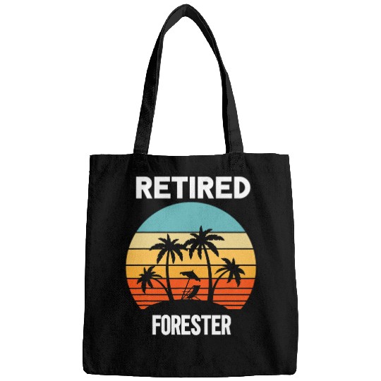 Retired Forester retirement beach palm tree Bags