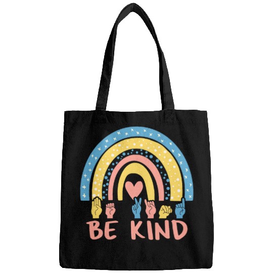 Be Kind ASL Sign Language Deaf SPED Teacher Kids Men Women 2 Bags