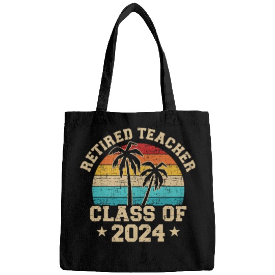 Retired teacher class of 2024 vintages school retirement Bags