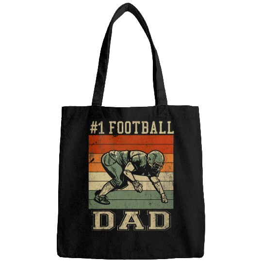 Mens 1 Football Dad T for Fathers Day Football Coachs Daddy 21 Bags