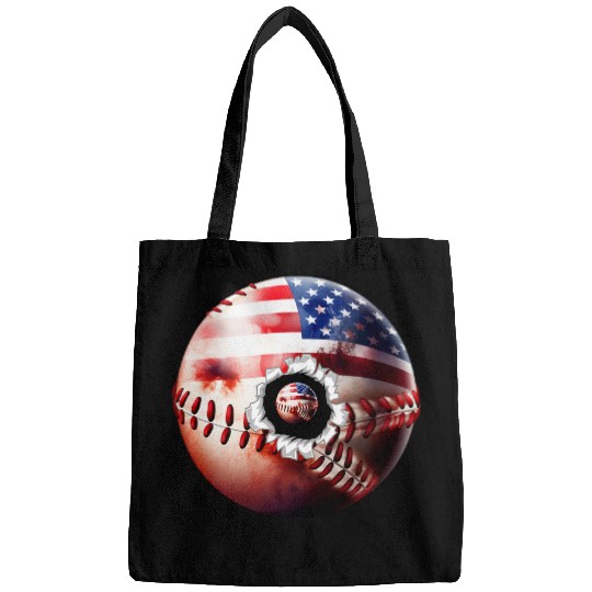 Patriotic Baseball 4th Of July Merica USA American Flag 4 Bags