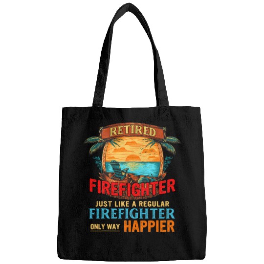 vintages Beach Retired Firefighter Definition Only Happier Bags