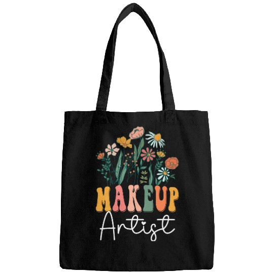 Retro Groovy floral Makeup Artist Wildflower Tees For Women Bags