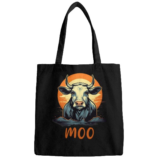 Moo Cow Bull Farm Animal Dairy Livestock Farmer Retro Sun Bags