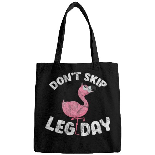 Womens Dont Skip Leg Day Flamingo Fitness Workout Exercise Grunge Bags