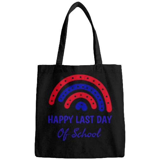 happy last day of school teacher student graduation rainbow 6 Bags