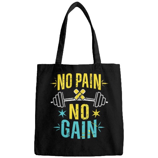 No Pain No Gain Bodybuilding Motivation Graphic Bags