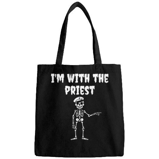 Funny Im With Priest Halloween Costume Couples Matching Bags