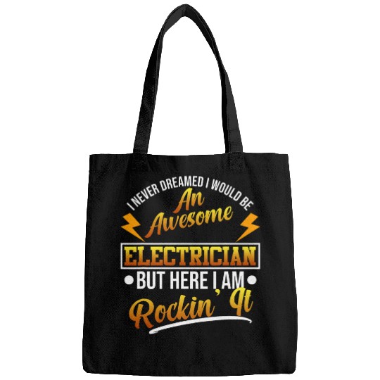 Awesome Electrician Electricity Worker Lineman Graphic Bags