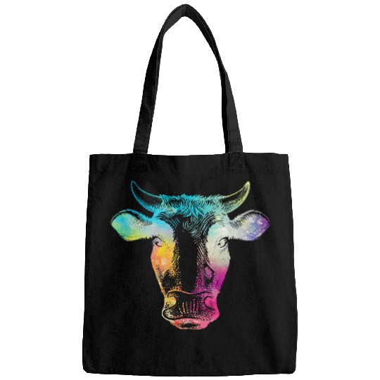 Watercolor Cow Face Art Farm Animal Lover Farmer Cow Lovers Bags