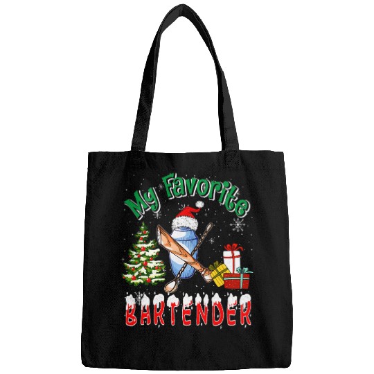 My Favorite Bartender Christmas Santa Bartender Tools Lover Bags