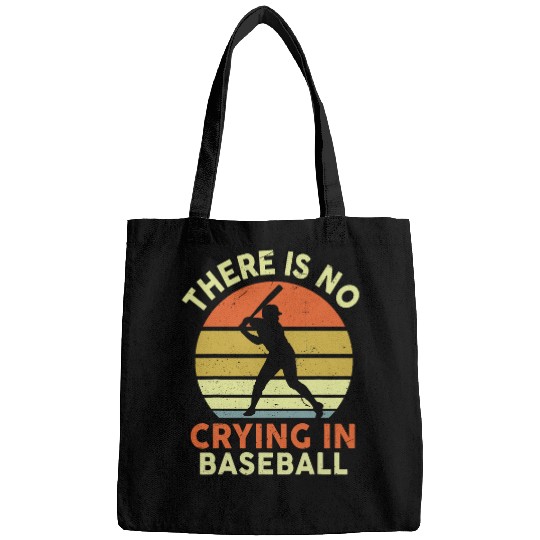 vintages Theres No Crying Baseball Coachs Funny Kids Men Women Bags