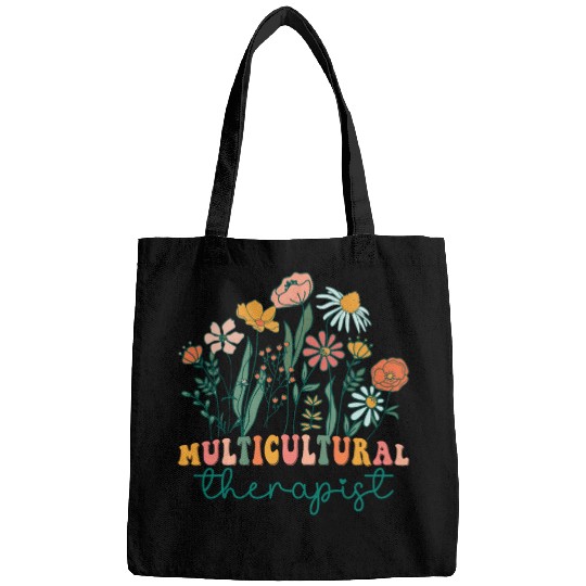 Groovy Wildflower Multicultural Therapist Tees Bags