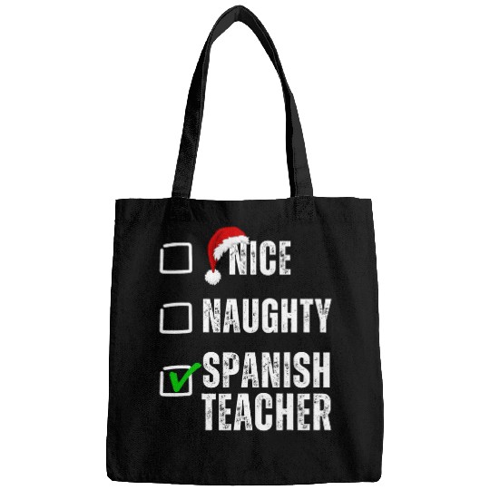Nice Naughty Spanish Teacher Christmas List Santa Claus Bags