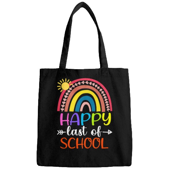 happy last day of school teacher student graduation rainbow 8 Bags