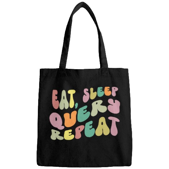 Eat Sleep Query Repeat Computer Coding Database Retro Bags