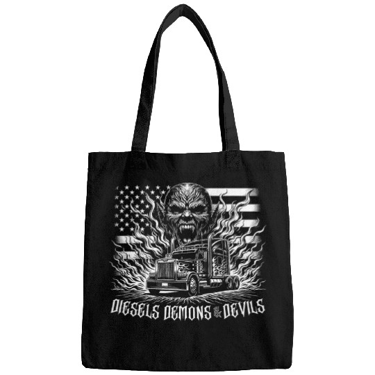 Diesels Demons and Devils American Flag Semi Big Rig Trucker Bags