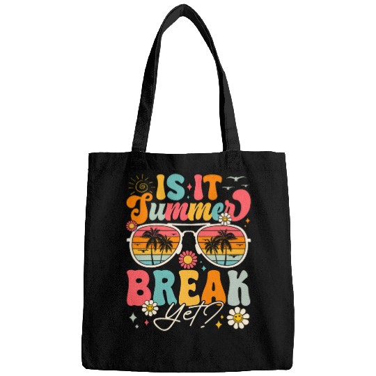Is It Summer Break Yet Beach Holiday Groovy Teacher Life Bags