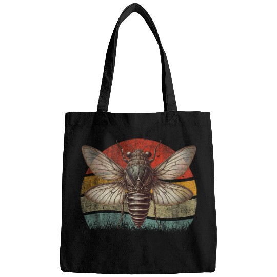 Retro vintages Sunset Great Cicada Insect Bug Entomology Bags