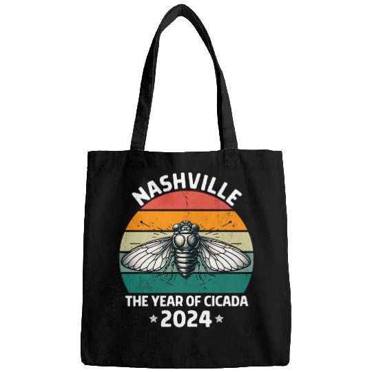 Retro Cicada Lover Insect Bug Cicada Invasion 2024 NASHVILLE Bags